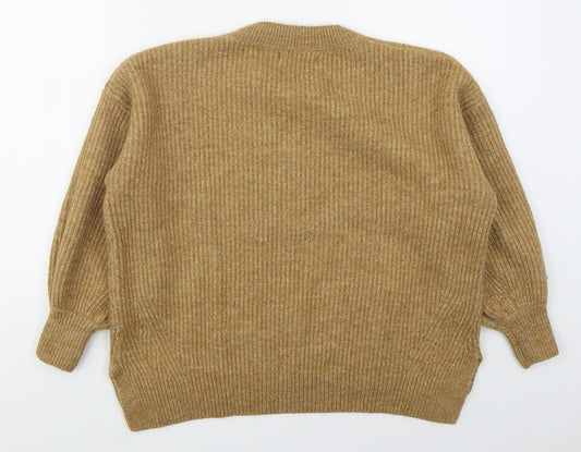 Primark Womens Beige V-Neck Acrylic Pullover Jumper Size 6