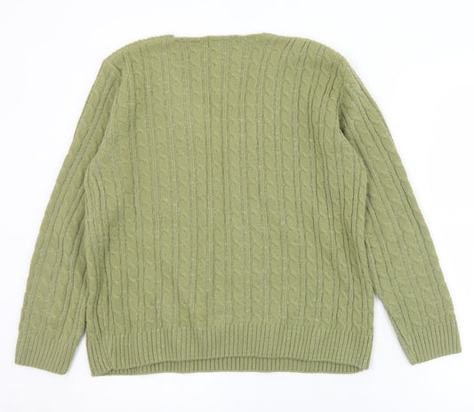 Womens UK Size L CHIC Green Pullover Jumper