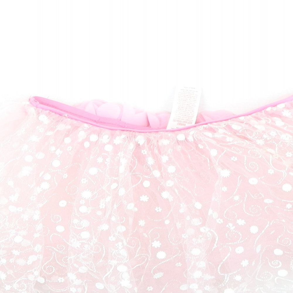 Preworn Girls Pink Polyester Flare Skirt One Size Regular