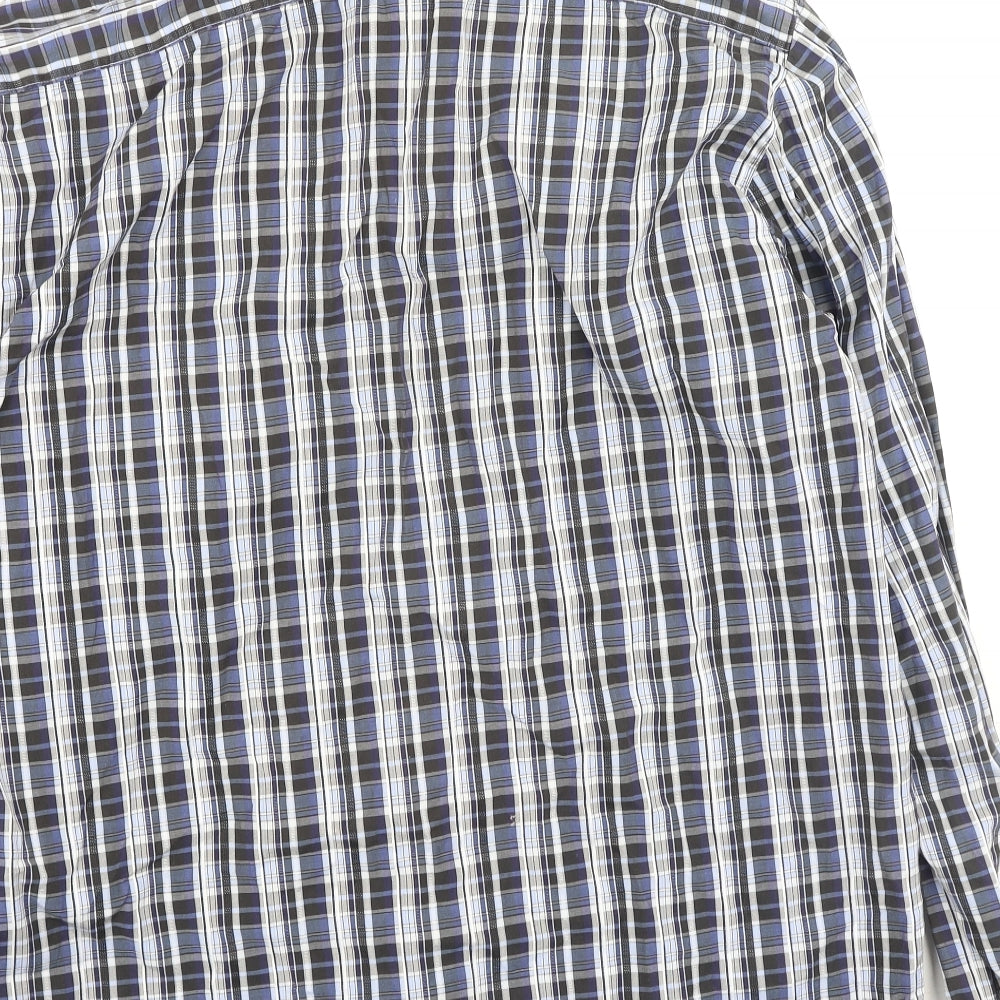 Oakman Mens Blue Plaid Cotton Polo Size L Collared