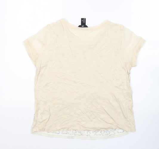 Womens UK Size XS H&M Beige Basic T-Shirt