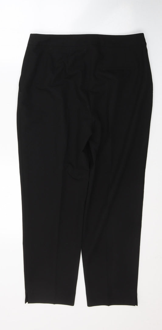 Topshop Womens Black Polyester Trousers Size 12 L25 in Regular Button