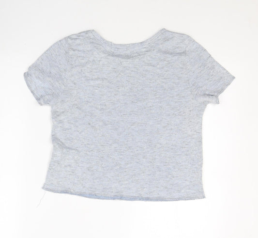 Womens UK Size 12 Atmosphere Blue Cropped T-Shirt