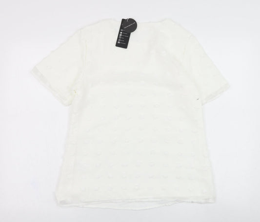 Womens UK Size S Blooming Jelly White Tunic Blouse
