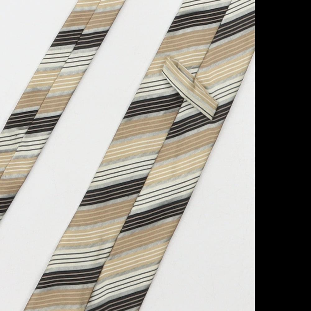 Marks and Spencer Mens Beige Striped Polyester Pointed Tie One Size