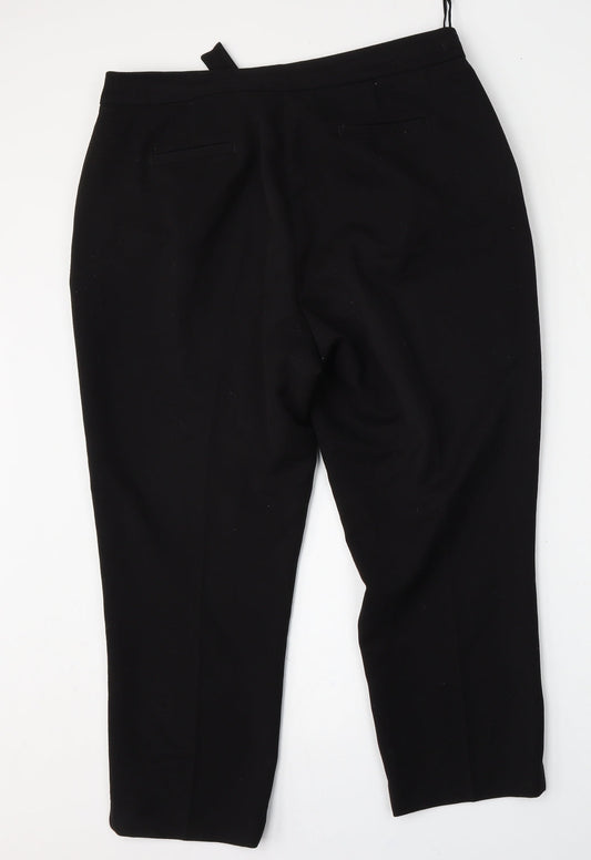 F&F Womens Black Polyester Trousers Size 14 L24 in Regular Hook & Eye