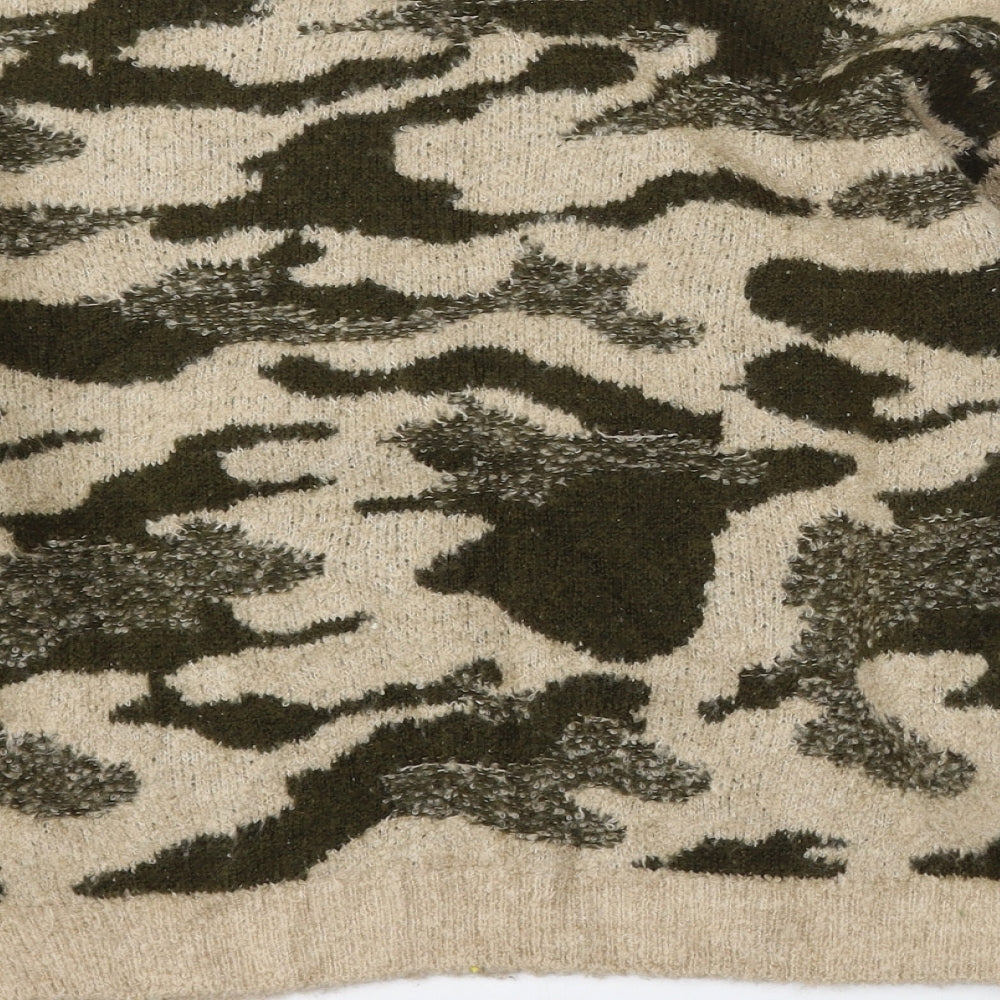 Primark Womens Multicoloured Round Neck Camouflage Acrylic Pullover Jumper Size 10