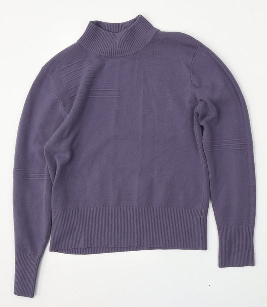 Editions Womens Purple Mock Neck Polyester Pullover Jumper Size 10
