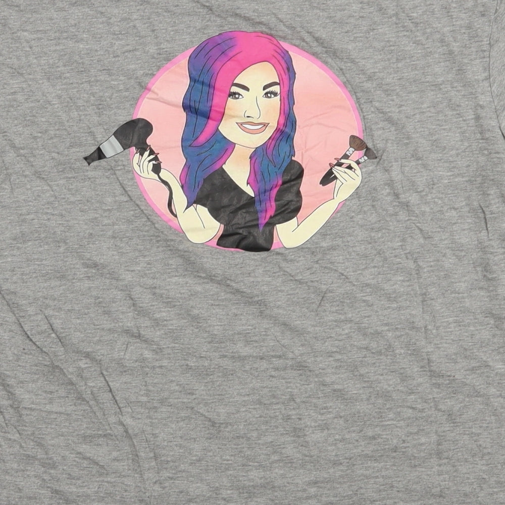 Primark Womens Grey Cotton Basic T-Shirt Size S Crew Neck