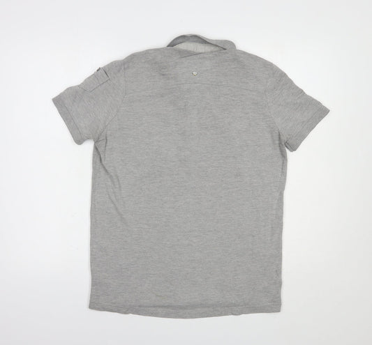 Smith & Jones Mens Grey Cotton Polo Size M Collared Button