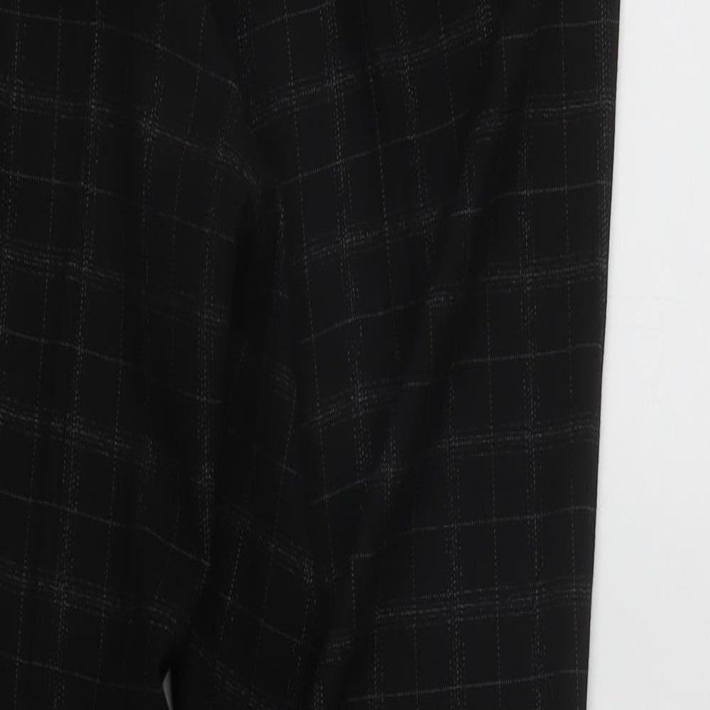 MNG Womens Black Plaid Polyester Trousers Size 14 L27 in Regular Zip