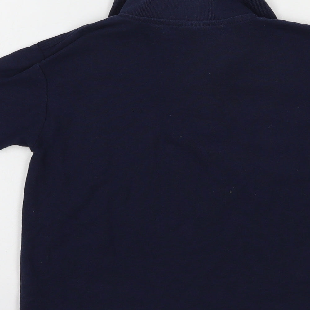 Fruit of the Loom Boys Blue Cotton Pullover Polo Size 5-6 Years Collared Button