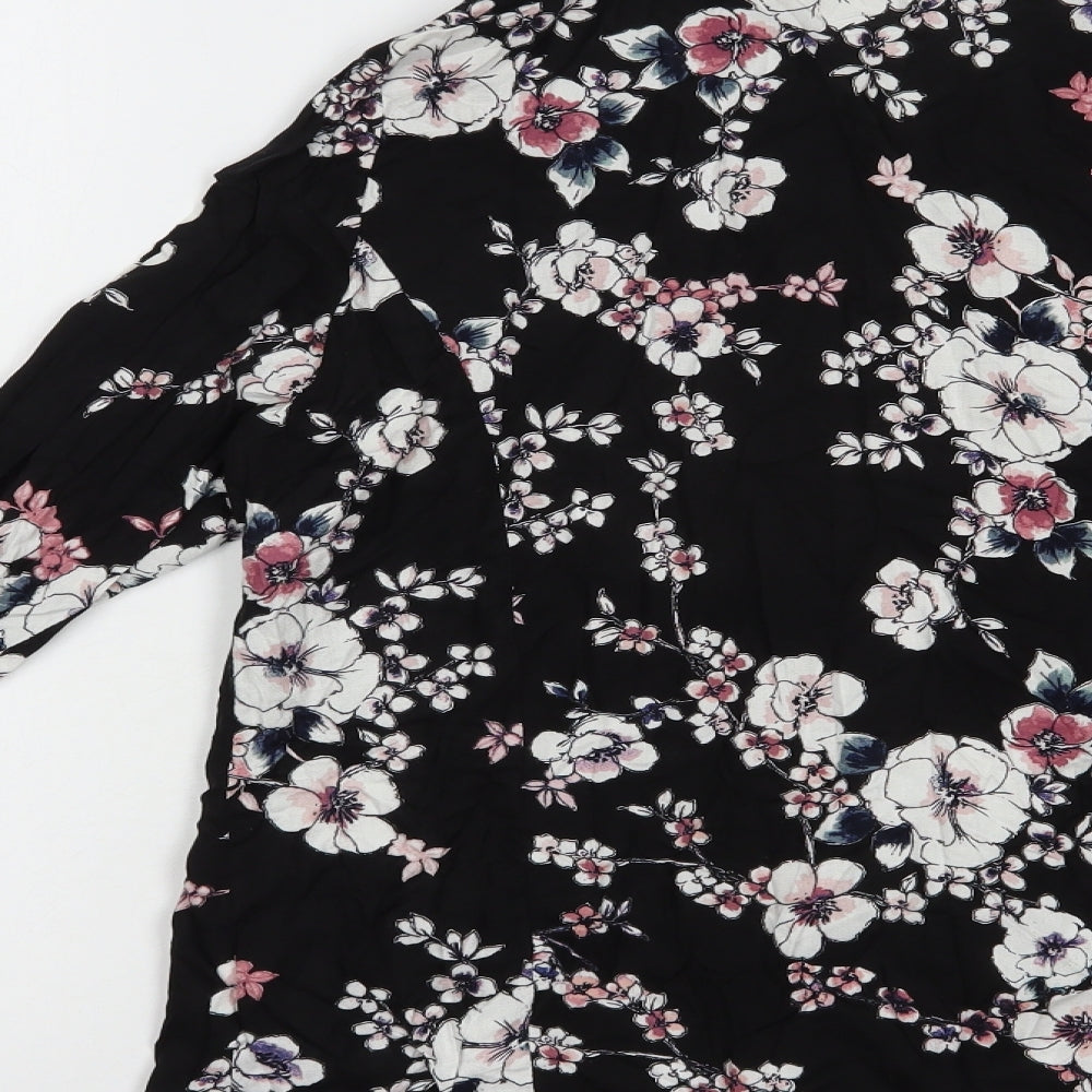 Womens UK Size 12 Peacocks Black Kimono Blouse