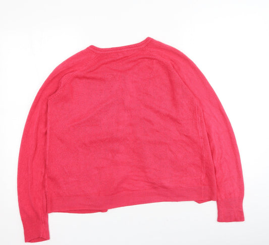 Womens UK Size M Text Pink Cardigan Jumper