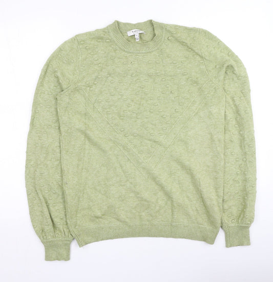 Additional front view of b.young women’s green round neck viscose jumper, size M