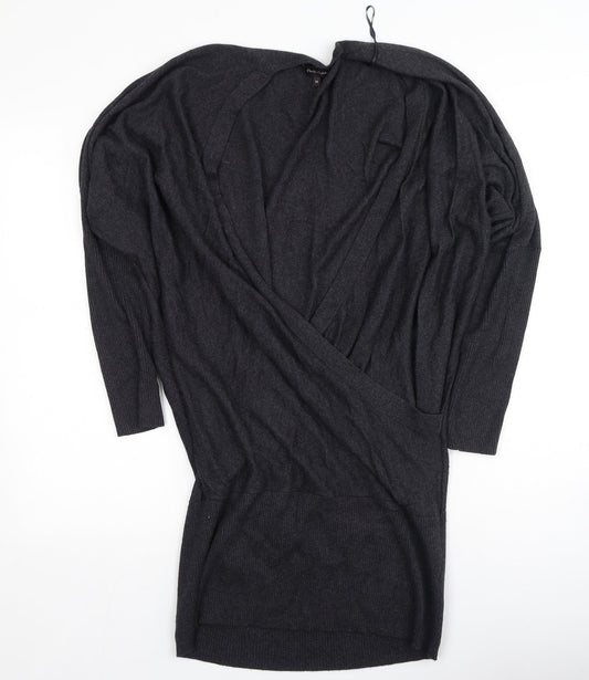 Preworn Womens Grey Nylon Bodycon Size 14 V-Neck