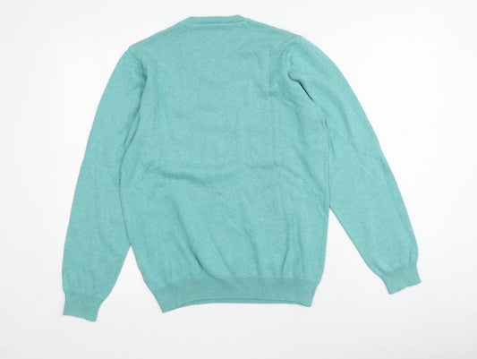 Blue Harbour Mens Blue V-Neck Cotton Pullover Jumper Size S