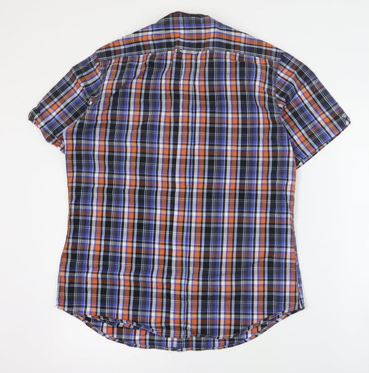 VV Mens Blue Plaid Cotton Button-Up Size S Collared Button