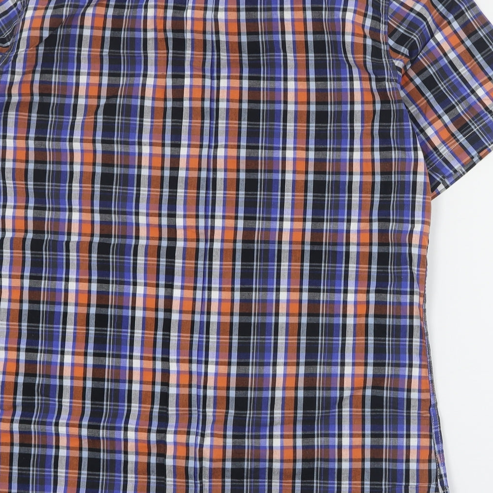 VV Mens Blue Plaid Cotton Button-Up Size S Collared Button