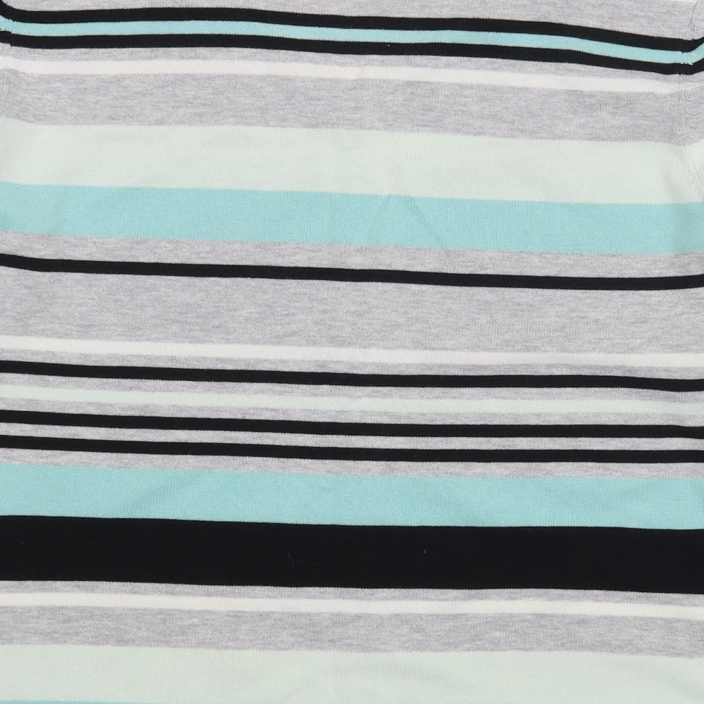 Gerry Weber Womens Grey V-Neck Striped Acrylic Pullover Jumper Size M