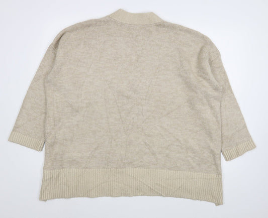 Capsule Womens Beige V-Neck Acrylic Pullover Jumper Size 20
