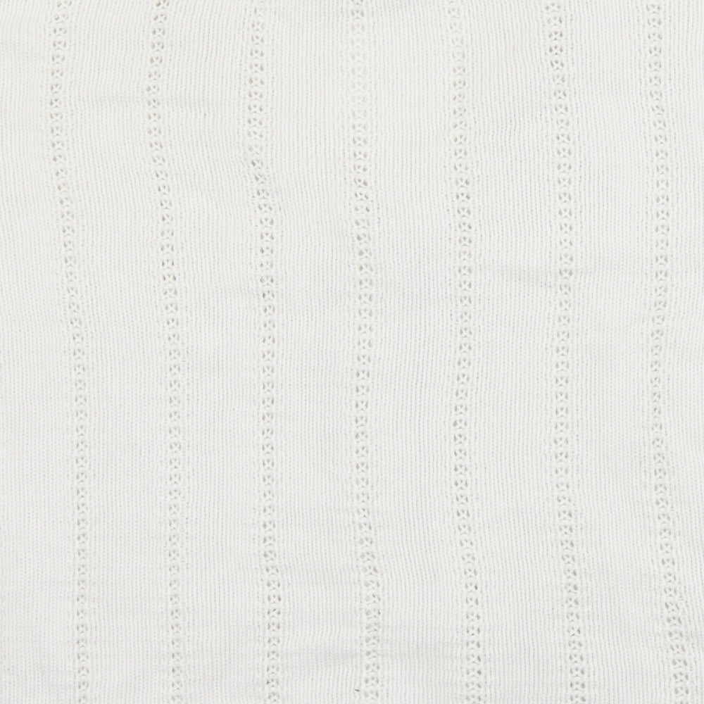 Isabelle Womens White V-Neck Cotton Cardigan Jumper Size L