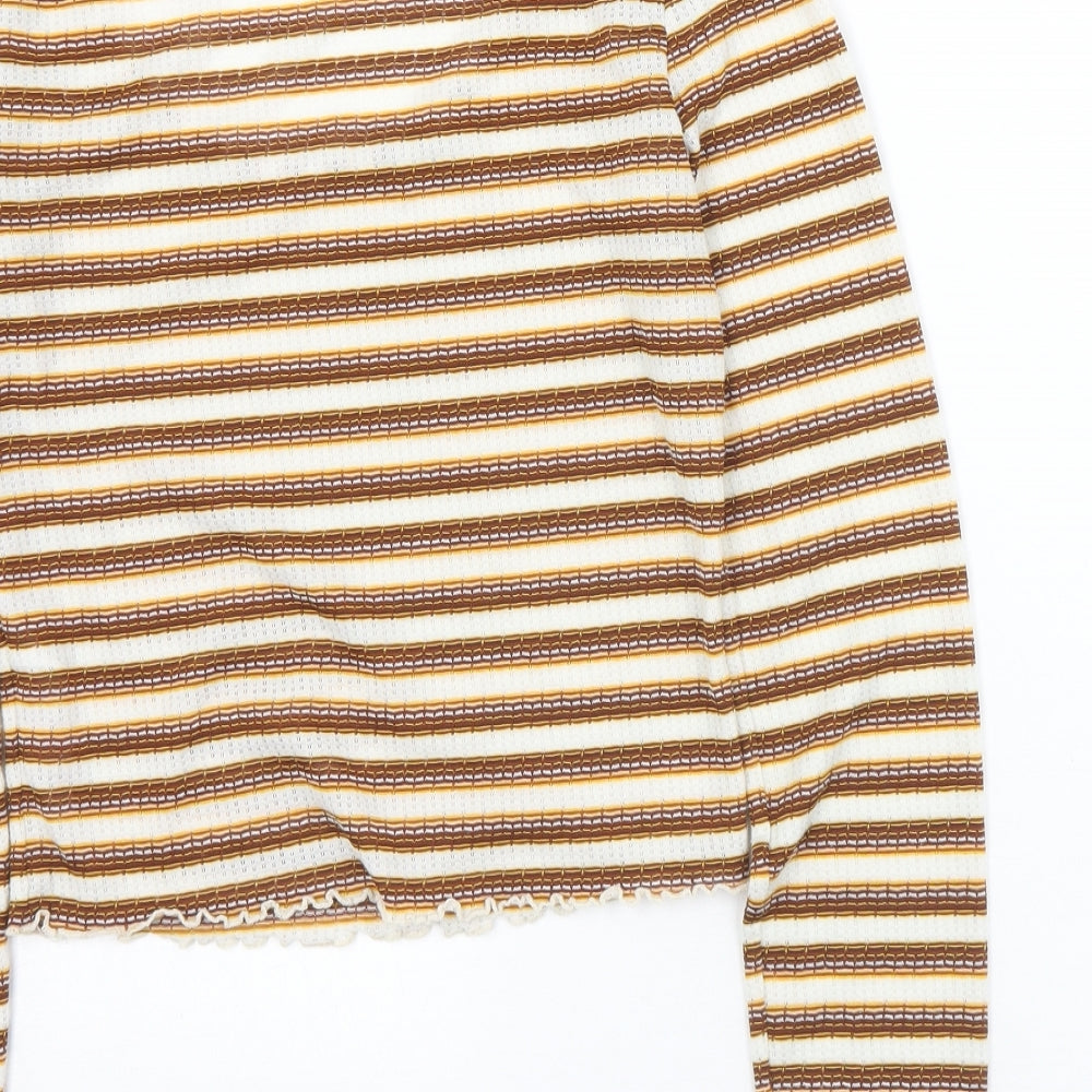 Womens UK Size 8 Miss Selfridge Brown Cropped T-Shirt