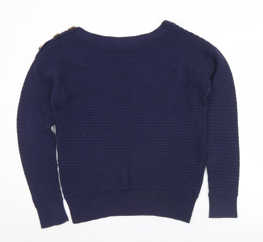 Gap Womens Blue Boat Neck Cotton Pullover Jumper Size M