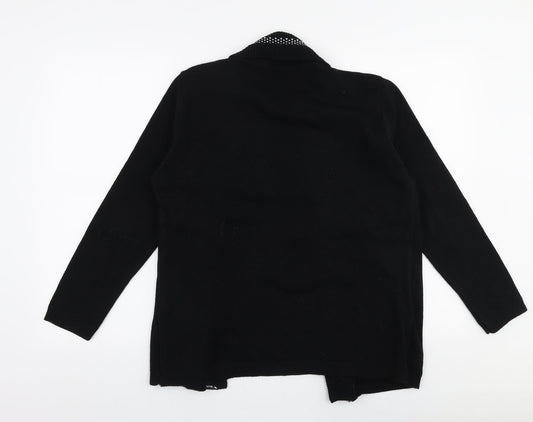 Envy Womens Black Round Neck Striped Acrylic Cardigan Jumper Size M