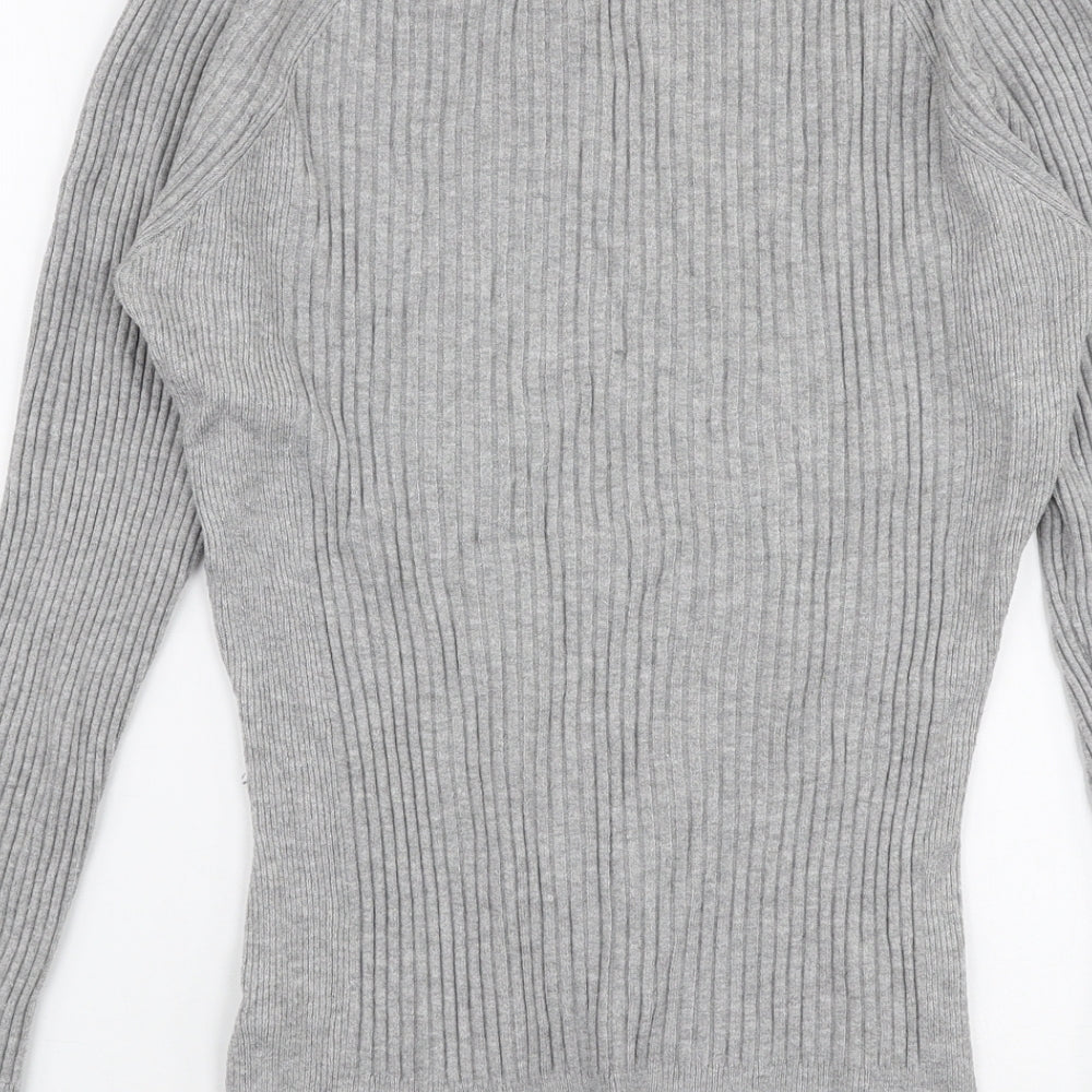 Primark Womens Grey V-Neck Viscose Pullover Jumper Size L