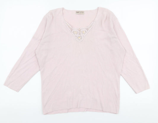 Womens UK Size S Bonmarche Pink Pullover Jumper