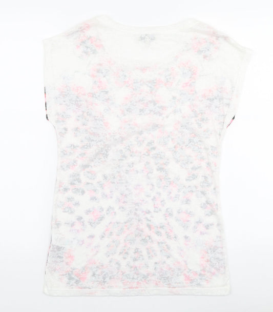 Matalan Womens Multicoloured Floral Polyester Jersey T-Shirt Size 8 Round Neck
