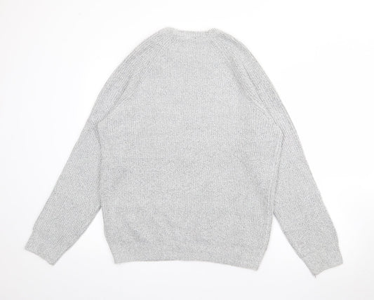 Marks and Spencer Mens Grey Crew Neck Polyamide Pullover Jumper Size L
