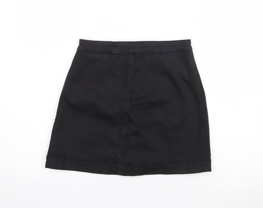 PRETTYLITTLETHING Womens Black Polyester A-Line Skirt Size 10