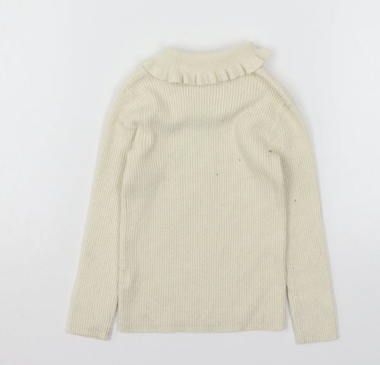 George Girls Ivory Roll Neck Viscose Pullover Jumper Size 2-3 Years