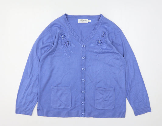 Womens UK Size M Reflect Blue Cardigan Jumper
