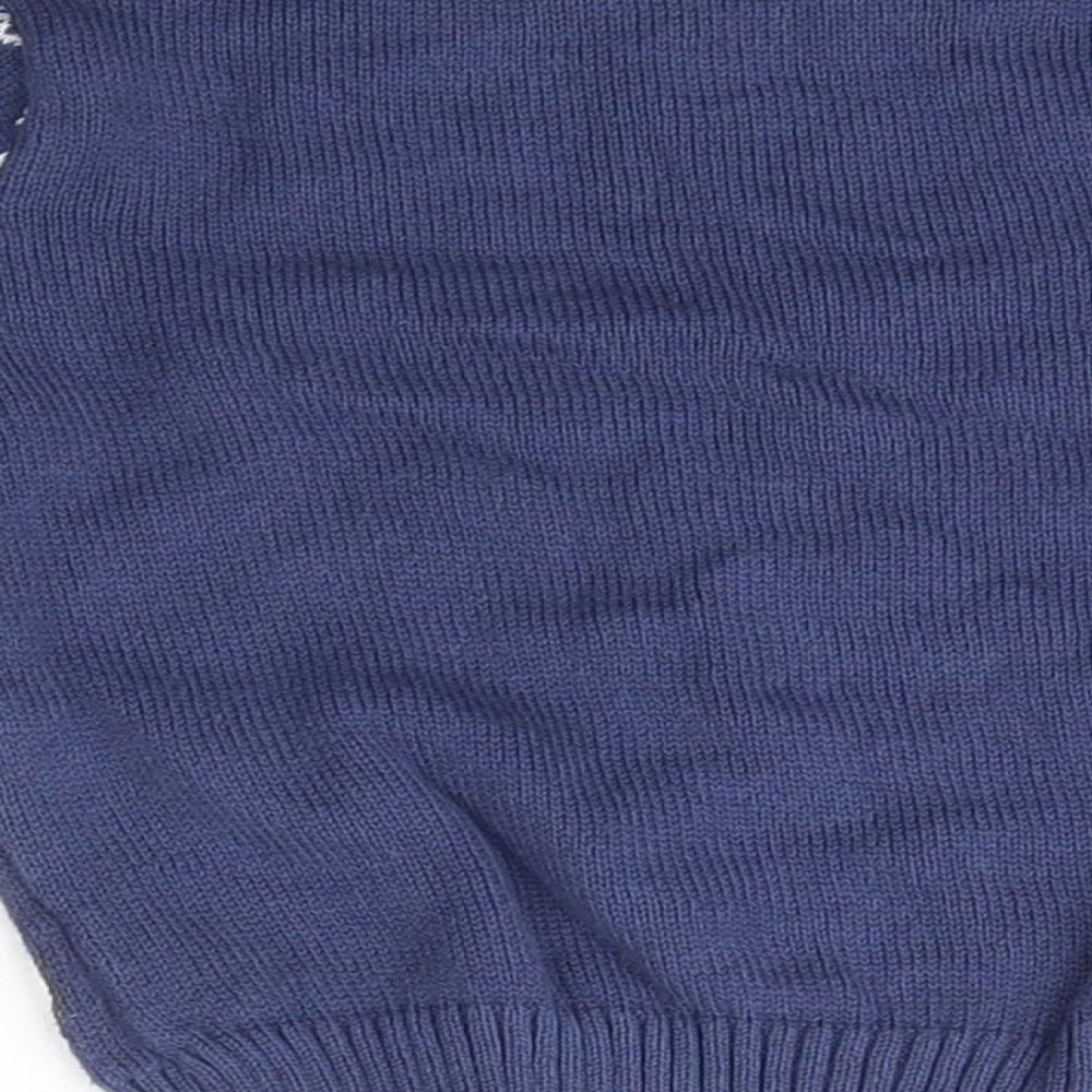 Disneyland Paris Boys Blue Fair Isle Cotton Pullover Jumper Size 6-9 Months - Minnie Mouse