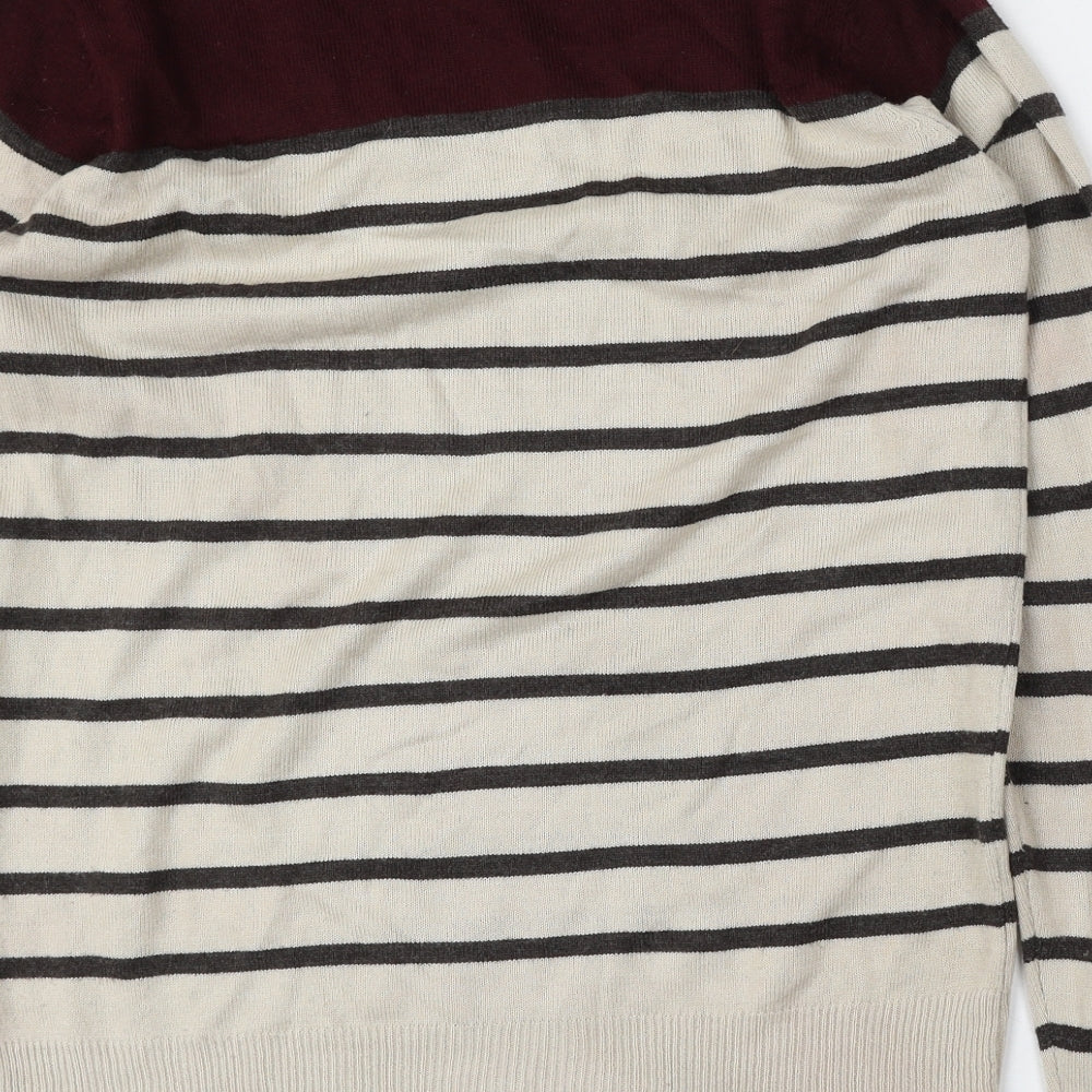 Cedar Wood State Mens Multicoloured Round Neck Striped Acrylic Pullover Jumper Size M