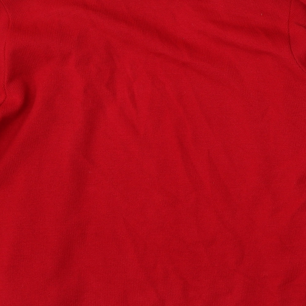 Womens UK Size L Classic Red Cardigan Jumper