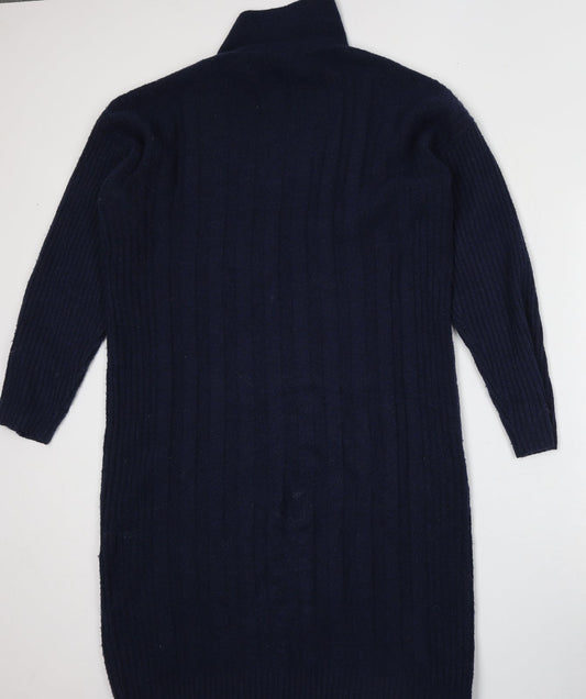 TU Womens Blue Collared Acrylic Pullover Jumper Size 10