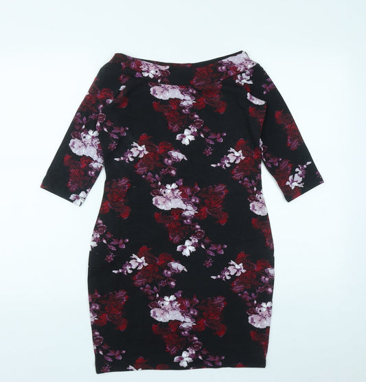 Atmosphere Womens Multicoloured Floral Cotton Bodycon Size 10 Boat Neck
