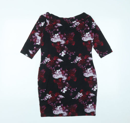 Atmosphere Womens Multicoloured Floral Cotton Bodycon Size 10 Boat Neck