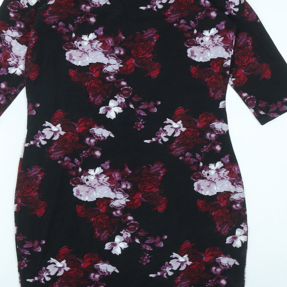 Atmosphere Womens Multicoloured Floral Cotton Bodycon Size 10 Boat Neck