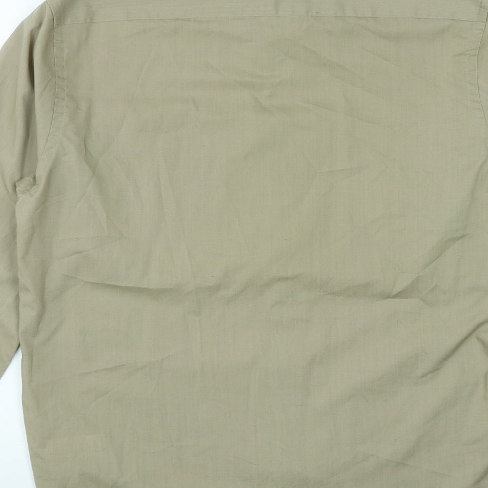 Mens UK Size 14.5 Burton Brown Button-Up Long Sleeve Casual Shirt