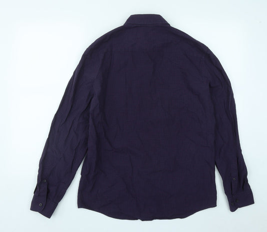 Mens UK Size M Marks and Spencer Purple Button-Up Long Sleeve Casual Shirt