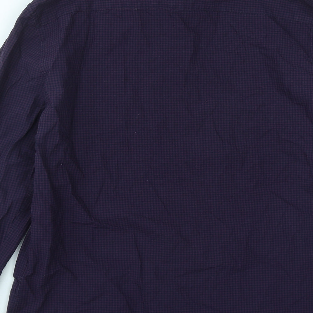 Mens UK Size M Marks and Spencer Purple Button-Up Long Sleeve Casual Shirt