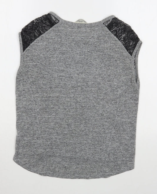 Womens UK Size 6 Miss Selfridge Grey Basic T-Shirt