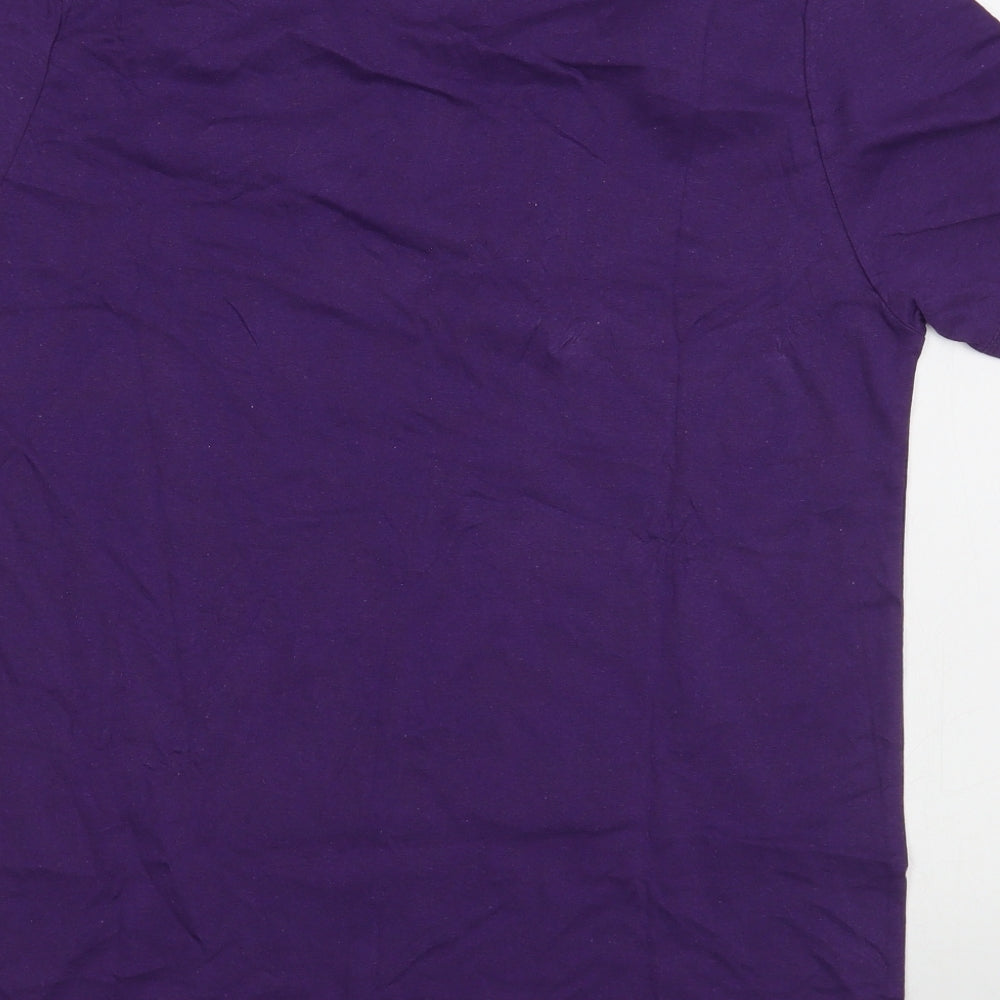 Barefoot Mens Purple Cotton T-Shirt Size S Round Neck