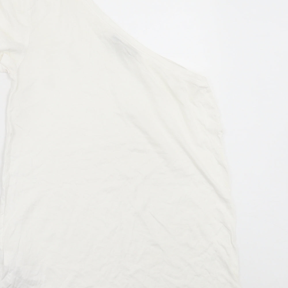 Bershka Womens White Polyester Basic Blouse Size S One Shoulder