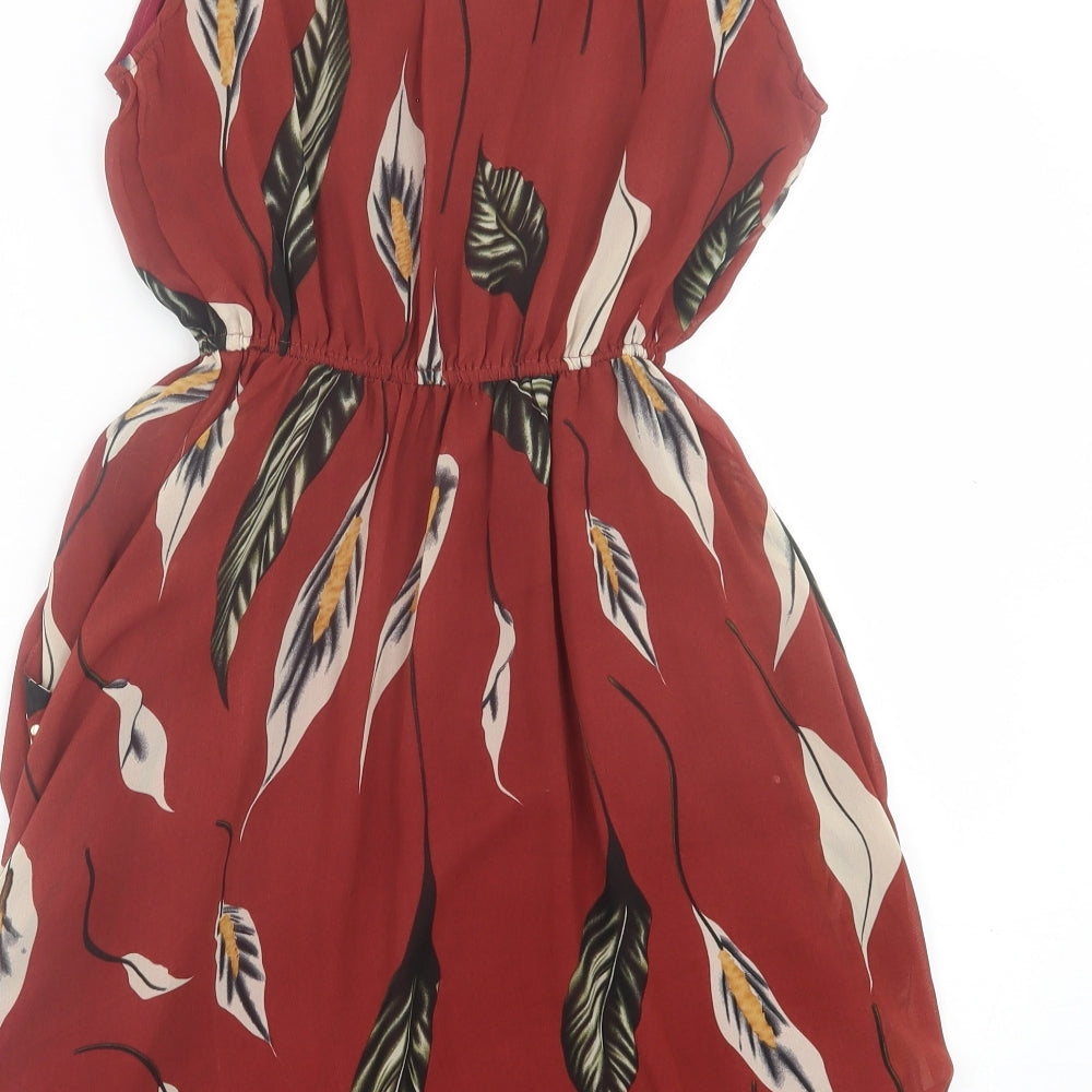 Angel Eye Womens Red Gingham Polyester Fit & Flare Size S Crew Neck Pullover